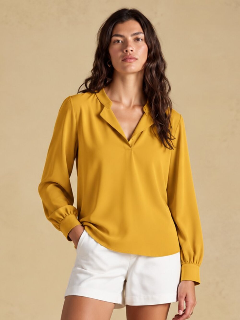 John Lewis & Partners Notch Neck Top | Mustard | Size 10 | NWT